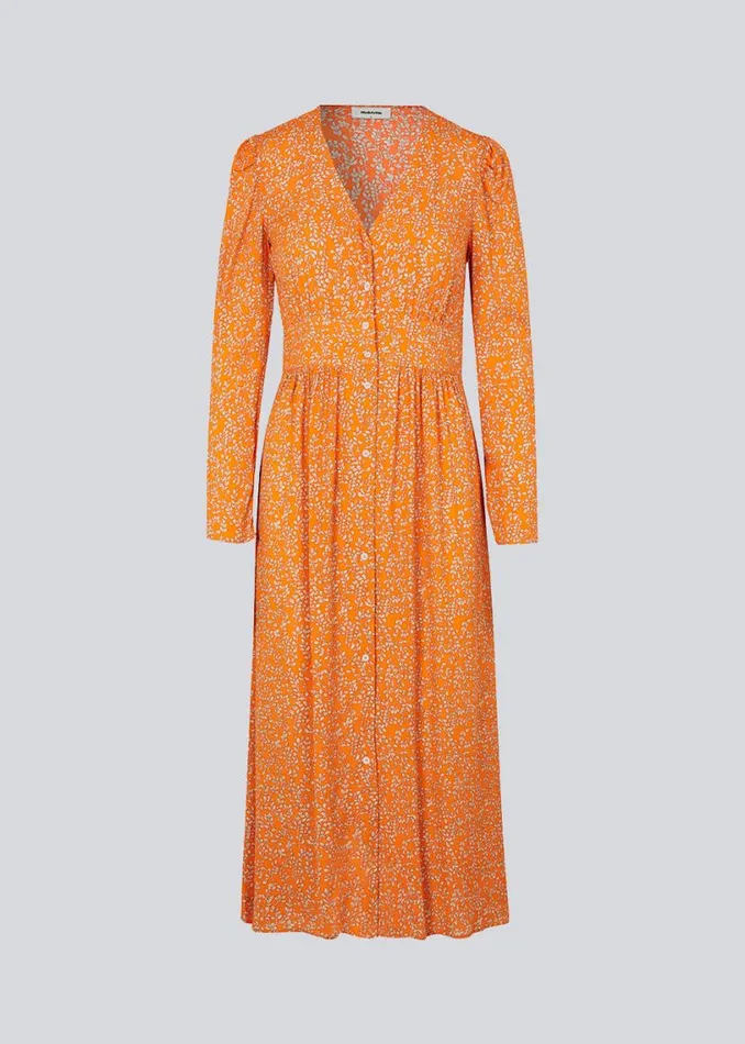 Women Modstrm Dresses CorinnaMD Print Dress Vibrant Orange Flower Leaf Women Modstrm Dresses CorinnaMD Print Dress Vibrant Orange Flower Leaf