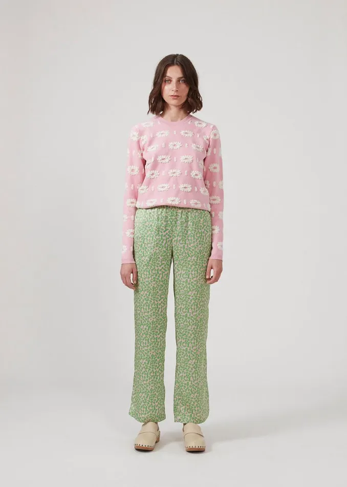 Women Modstrm Pants and Leggings ClarkeMD Print Pants Classic Green Smiley