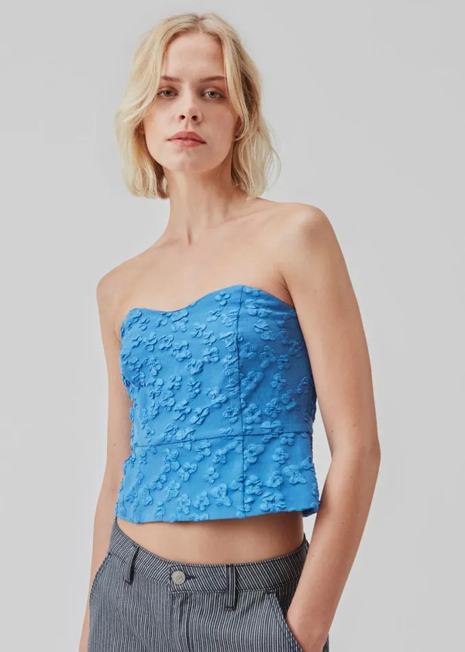 Women Modstrm Tops AtiraMD Crop Top Azure Blue Women Modstrm Tops AtiraMD Crop Top Azure Blue