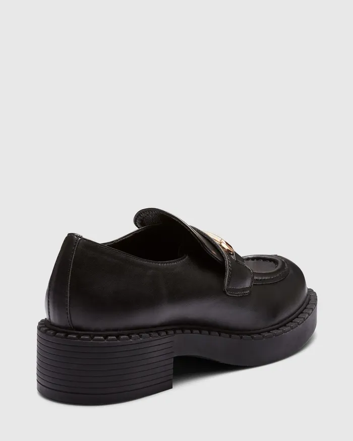 Women NOVO Shoes ELIAS Black Smooth Loafers Casuals