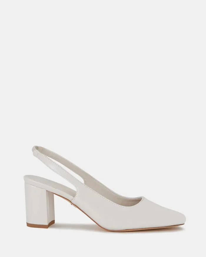 Women NOVO Shoes ISHANI CREAM PATENT Block Heels