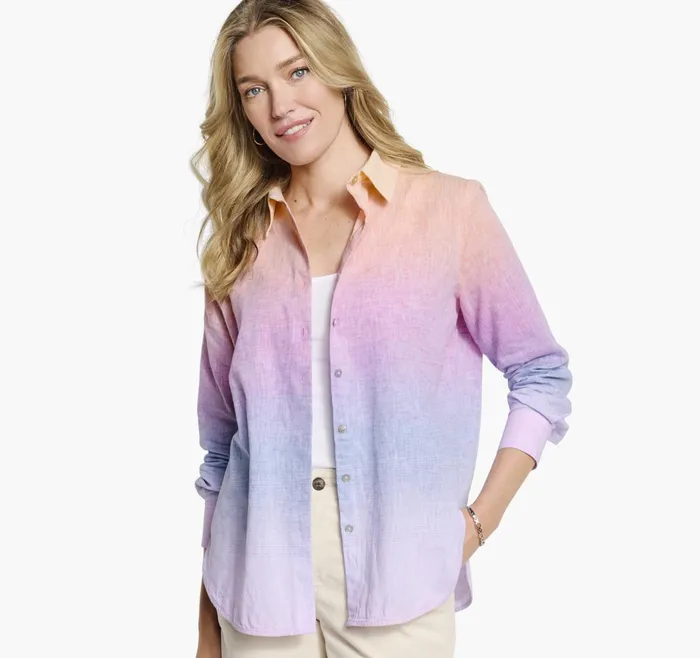 Women Ombre ButtonFront Shirt Rainbow JohnstonandMurphy Shirts Sweaters and Blazers