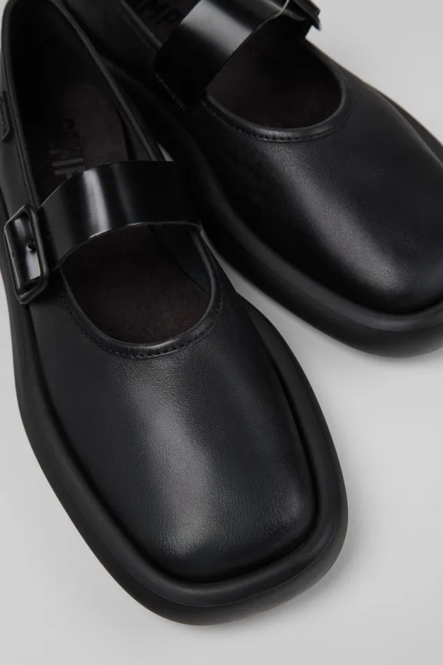 Women Onda Black Leather Shoes Camper Ballerinas