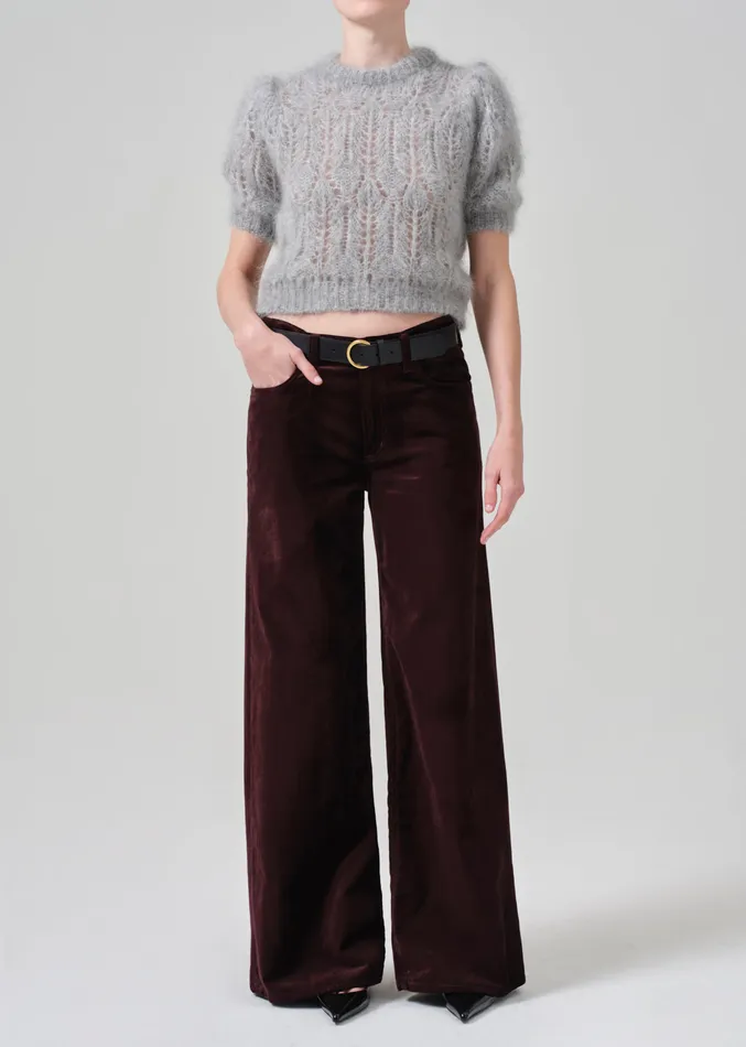 Women Pants Citizens Of Humanity Lolli Mid Rise Baggy Velvet In Burgundy
