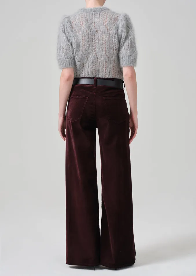 Women Pants Citizens Of Humanity Lolli Mid Rise Baggy Velvet In Burgundy