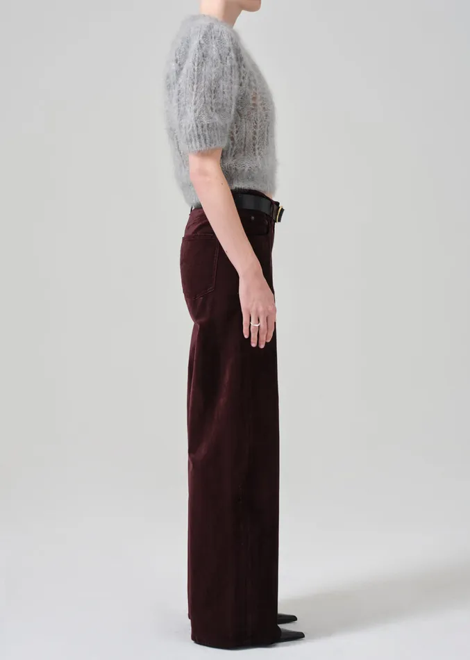 Women Pants Citizens Of Humanity Lolli Mid Rise Baggy Velvet In Burgundy