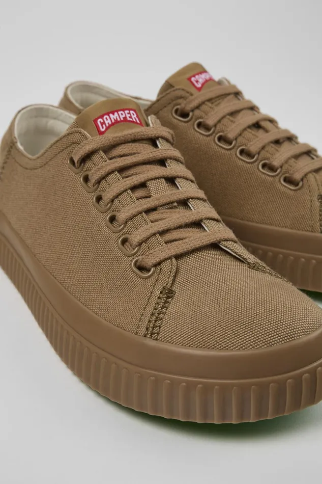 Women Peu Roda Brown Textile Shoes Camper Sneakers