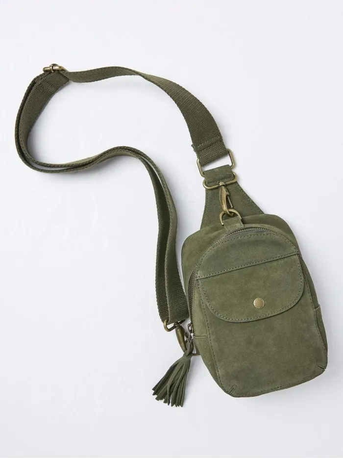 Women Phone Bags Fat Face Green Suede Belt Bag