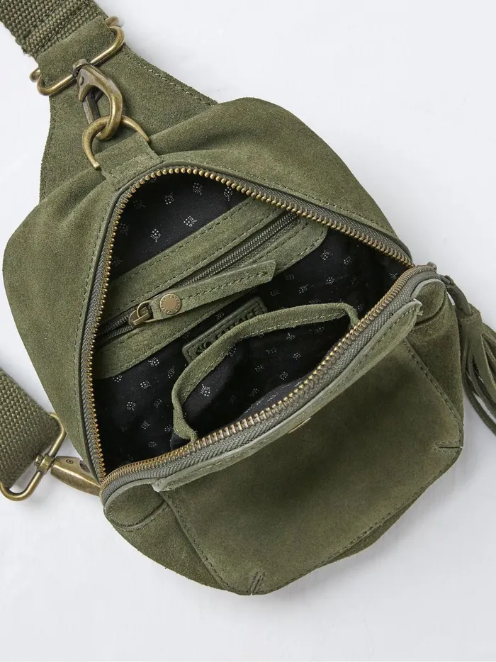 Women Phone Bags Fat Face Green Suede Belt Bag