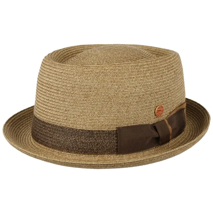 Women Pork Pie Hats Mayser Gareth Classic Pork Pie Straw Hat Beigebrown