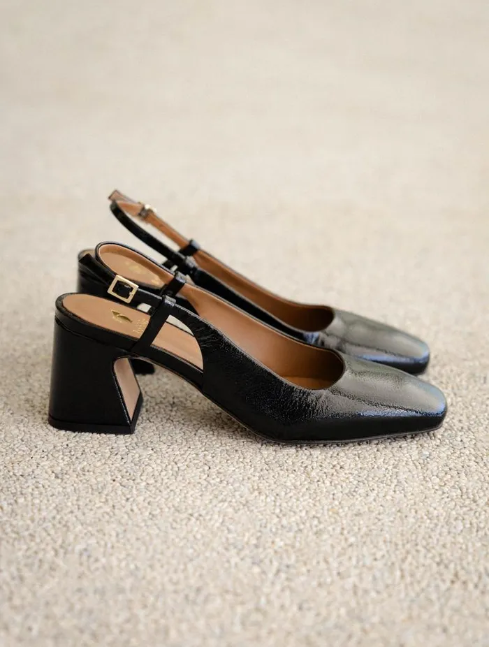 Women Pumps and Mary Janes Bobbies Maddie Black Vinyl
