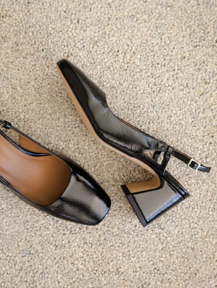 Women Pumps and Mary Janes Bobbies Maddie Black Vinyl Women Pumps and Mary Janes Bobbies Maddie Black Vinyl