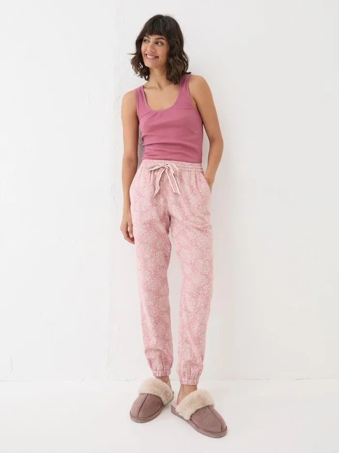 Women Pyjamas and Nightwear Fat Face Cora Pink Floral 100 Cotton Pyjama Bottoms