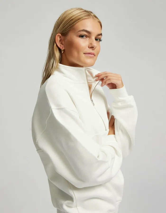Women Quarter Zips Colorful Standard Organic Quarter Zip Limestone Grey