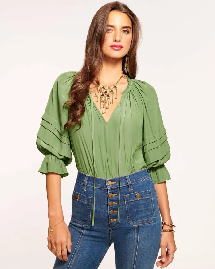 Women Randi Puff Sleeve Top Black Ramy Brook Tops