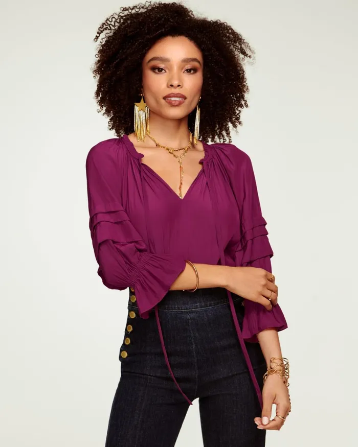 Women Randi Puff Sleeve Top Black Ramy Brook Tops Women Randi Puff Sleeve Top Black Ramy Brook Tops