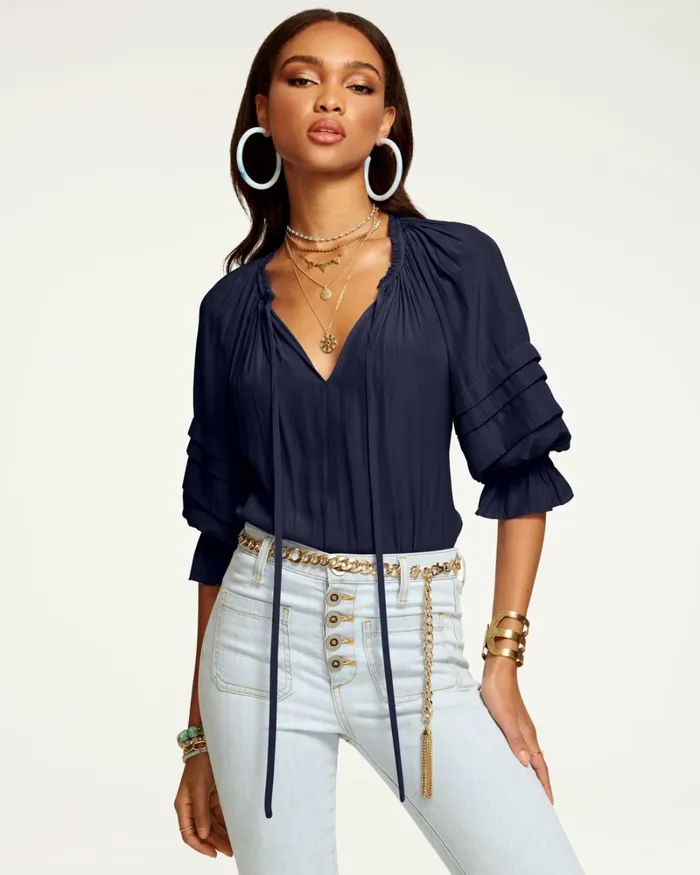 Women Randi Puff Sleeve Top Black Ramy Brook Tops Women Randi Puff Sleeve Top Black Ramy Brook Tops