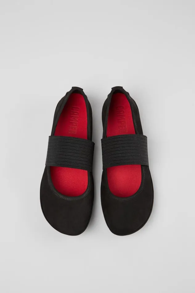Women Right Black Nubuck Mary Jane Camper Ballerinas Women Right Black Nubuck Mary Jane Camper Ballerinas