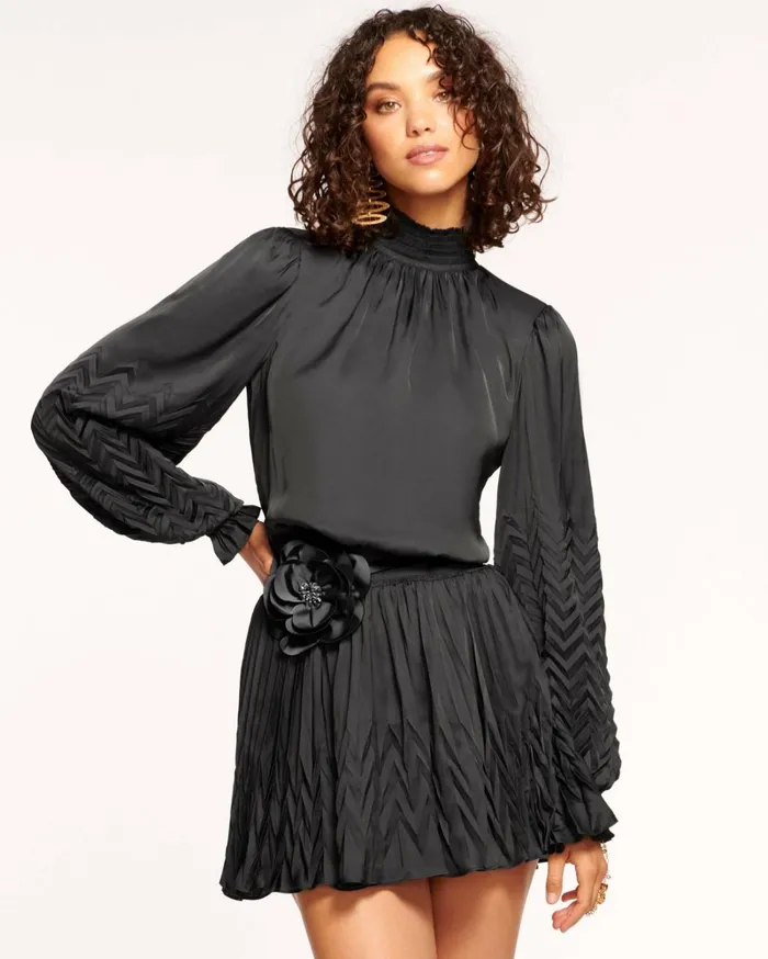 Women Sawyer Smocked Mini Dress Black Ramy Brook Dresses