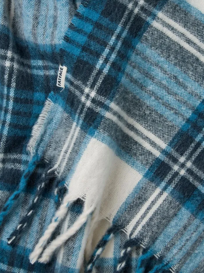 Women Scarves Fat Face Blue Betty Check Scarf Women Scarves Fat Face Blue Betty Check Scarf