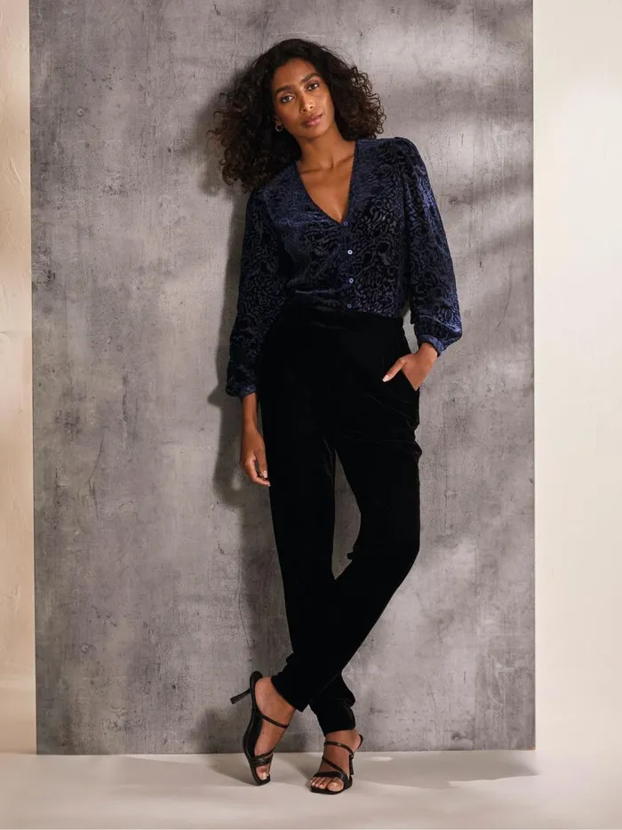 Women Shirts and Blouses Fat Face Joelle Blue Burnout Blouse
