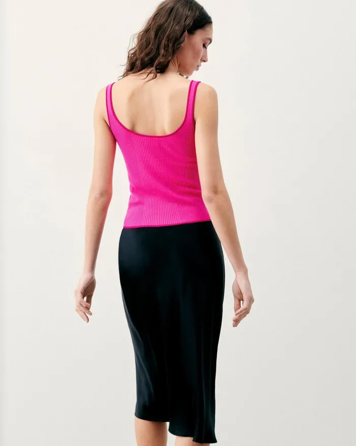 Women Shirts TShirts and Tops From Future Ribbed Tank Top With Contrasting Trims Flash Pink