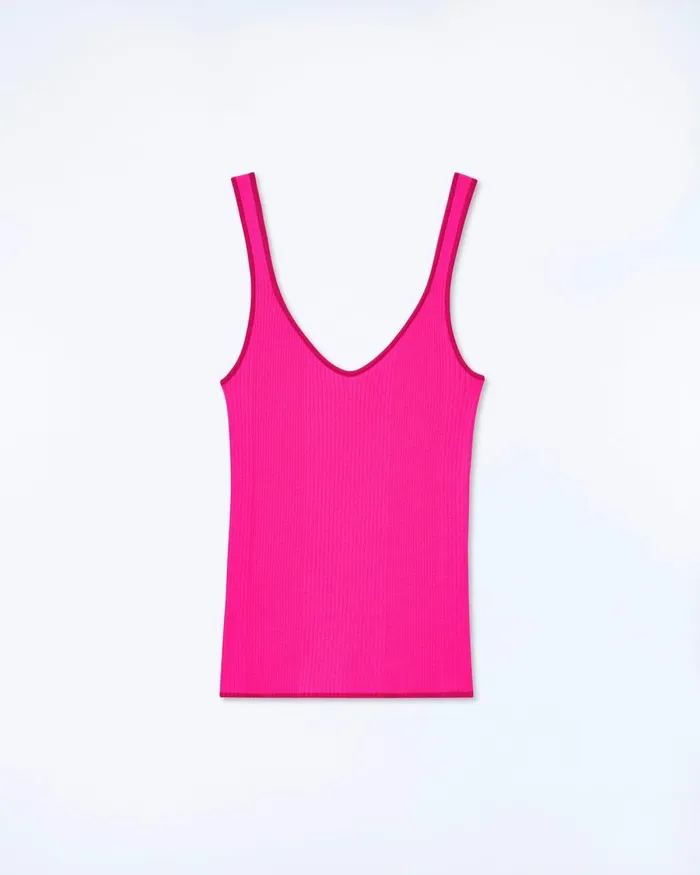 Women Shirts TShirts and Tops From Future Ribbed Tank Top With Contrasting Trims Flash Pink