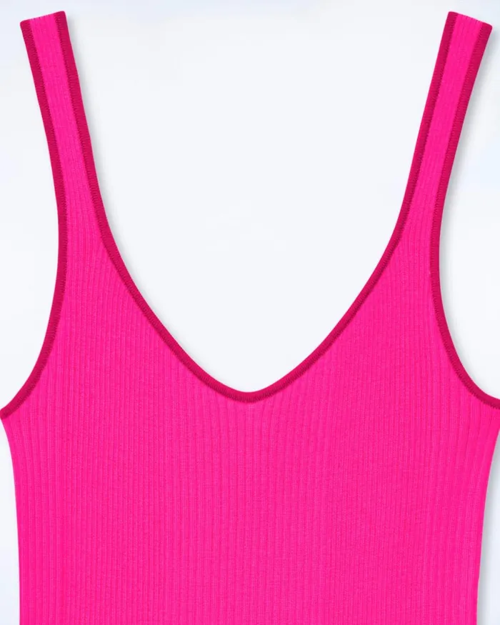 Women Shirts TShirts and Tops From Future Ribbed Tank Top With Contrasting Trims Flash Pink