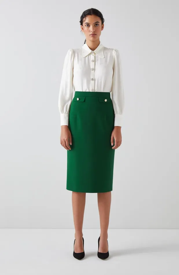 Women Skirts LKBennett Folly Green Crepe Pencil Skirt Dark Green Women Skirts LKBennett Folly Green Crepe Pencil Skirt Dark Green