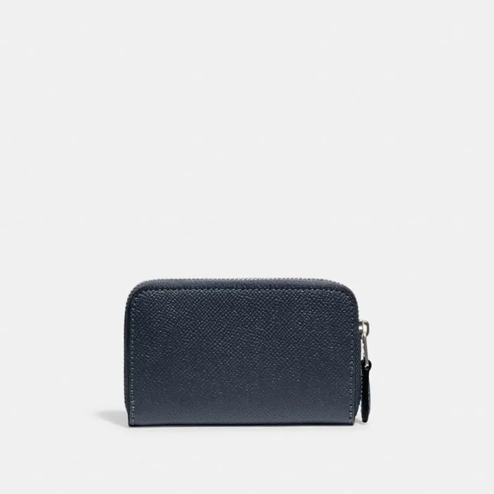 Women Small Wallets Coach Small Zip Around Card Case Silverdenim