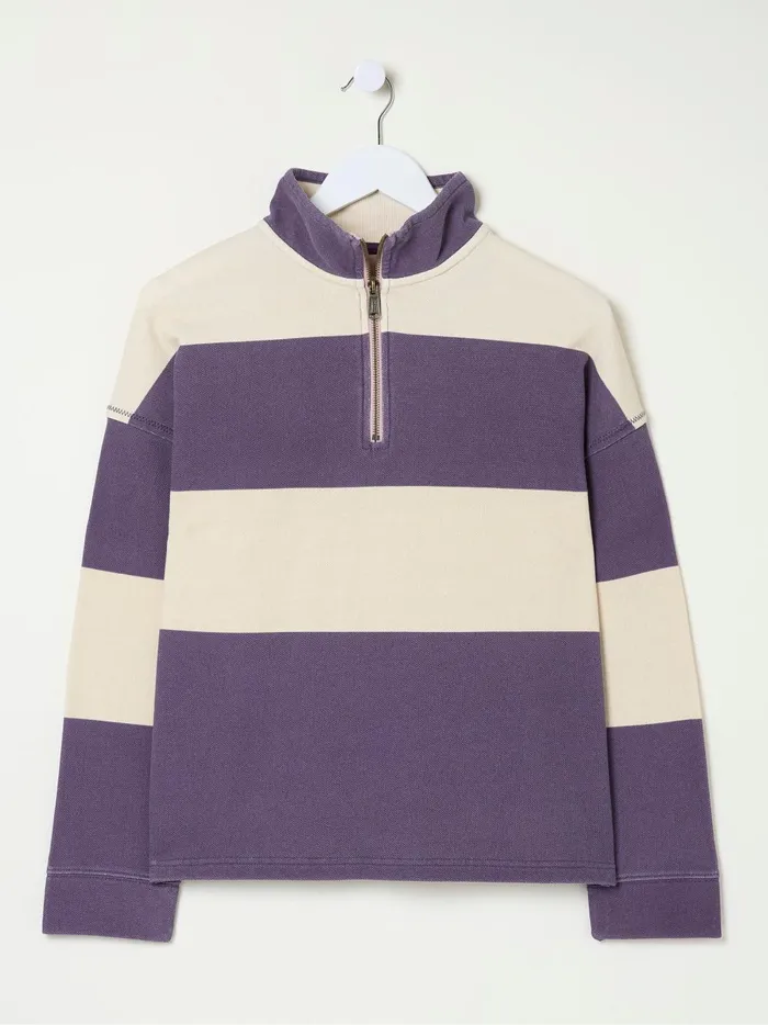 Women Sweatshirts and Hoodies Fat Face Airlie Purple Striped Relaxed Sweat Top
