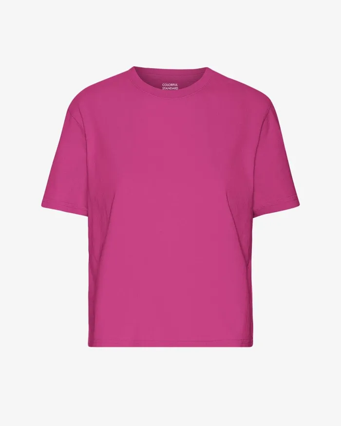 Women TShirts Colorful Standard Organic Boxy Crop Tee Magenta Blaze