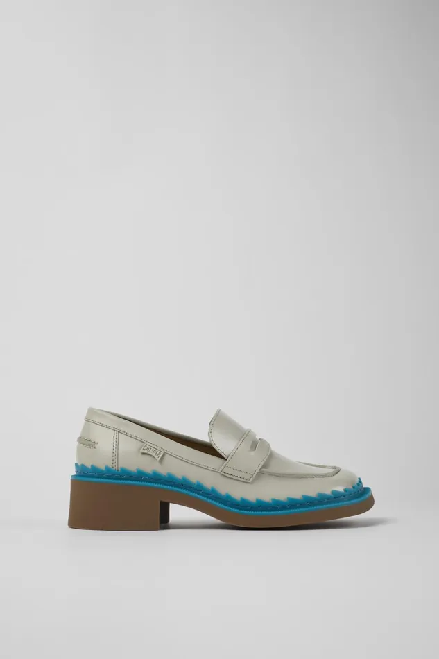 Women Taylor Gray And Blue Leather Loafers Camper Formal Shoes Women Taylor Gray And Blue Leather Loafers Camper Formal Shoes