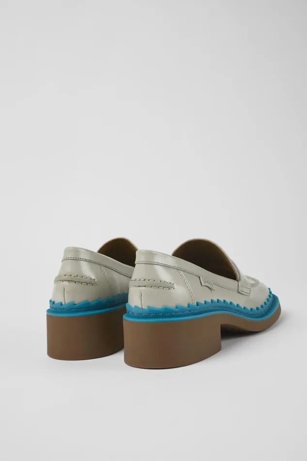 Women Taylor Gray And Blue Leather Loafers Camper Formal Shoes Women Taylor Gray And Blue Leather Loafers Camper Formal Shoes