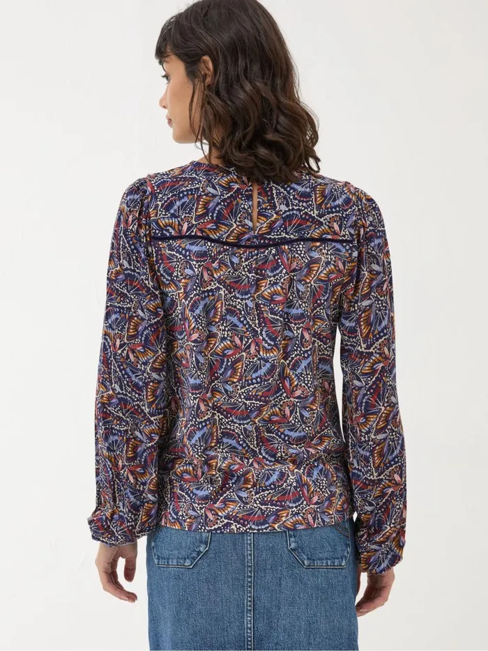 Women Tops and TShirts Fat Face Charlee Black Butterfly Top