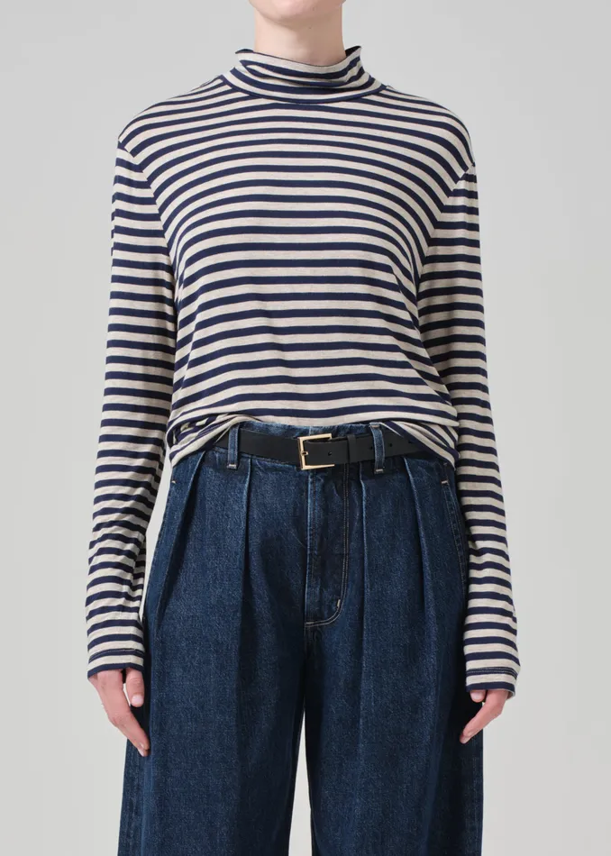 Women Tops Citizens Of Humanity Alexandra Turtleneck In Navy Stripe