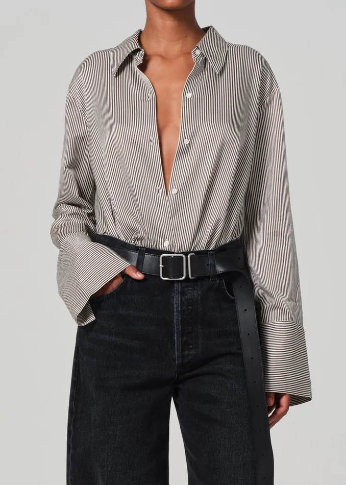 Women Tops Citizens Of Humanity Camilia Shirt In Venetian Stripe