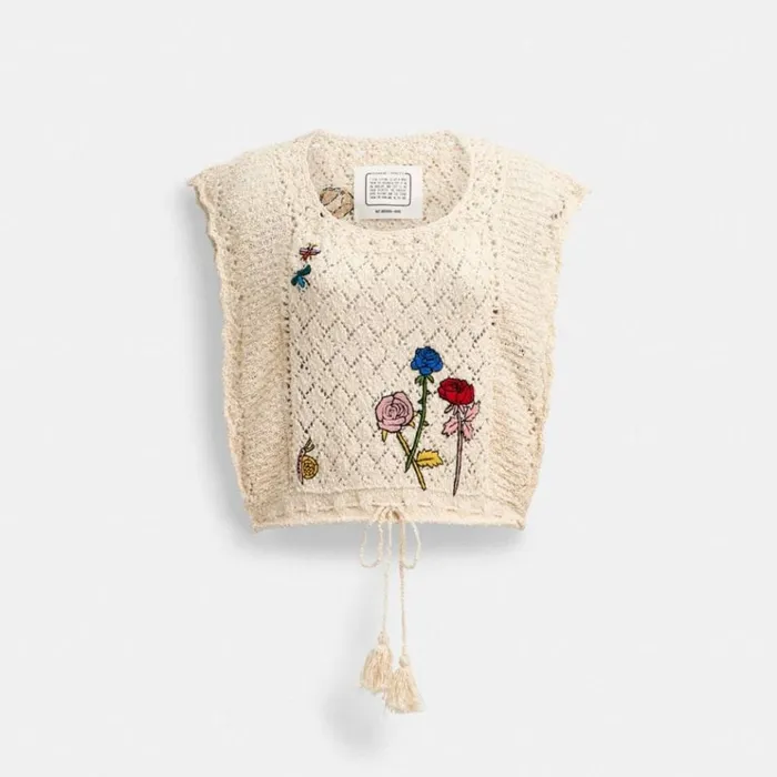 Women Tops Coach Coach X Observed By Us Pointelle Crop Top Ivory Multi