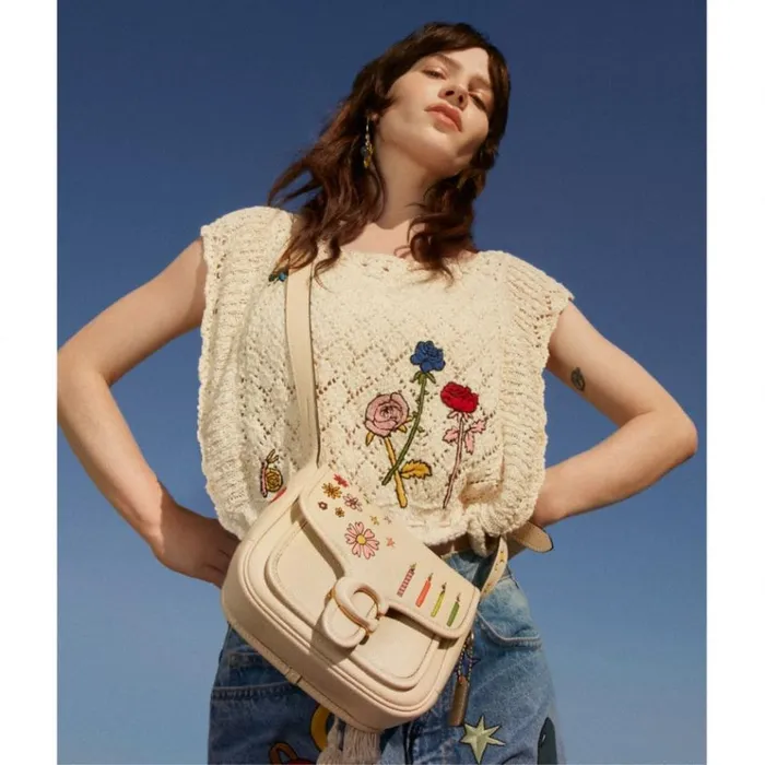 Women Tops Coach Coach X Observed By Us Pointelle Crop Top Ivory Multi