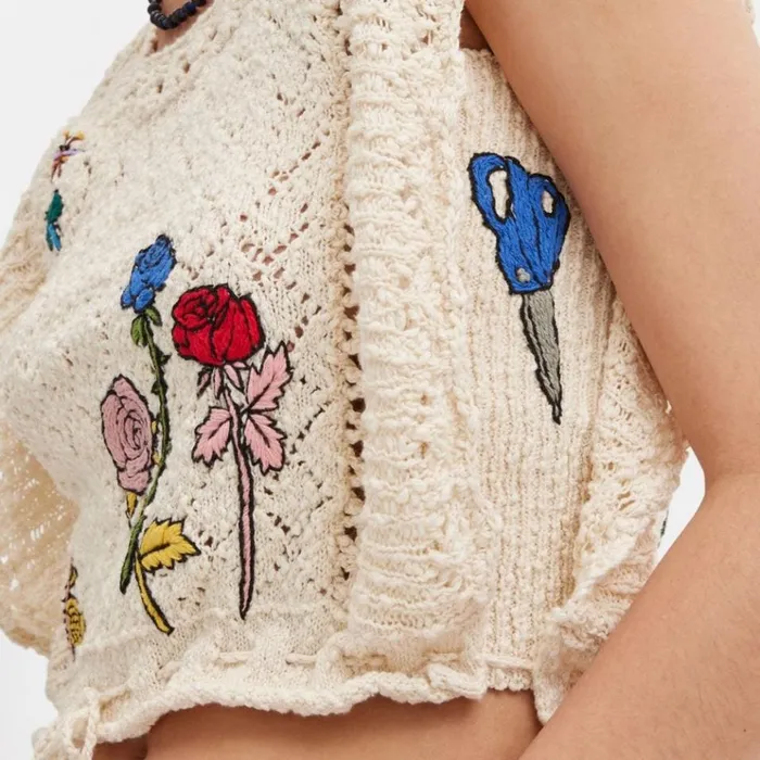 Women Tops Coach Coach X Observed By Us Pointelle Crop Top Ivory Multi