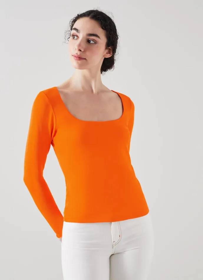 Women Tops LKBennett May Orange Square Neck Top With LENZING ECOVERO Viscose Orange Women Tops LKBennett May Orange Square Neck Top With LENZING ECOVERO Viscose Orange