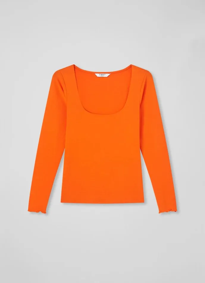 Women Tops LKBennett May Orange Square Neck Top With LENZING ECOVERO Viscose Orange