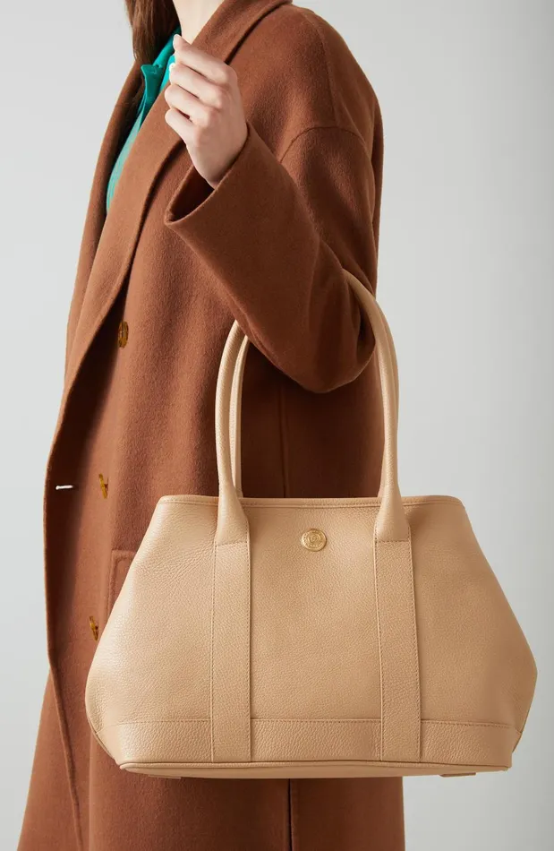 Women Tote Bags LKBennett Laurie Camel Grainy Leather Tote Bag
