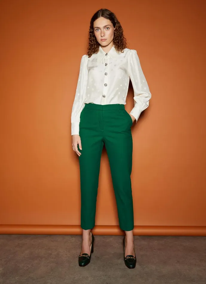 Women Trousers LKBennett Mariner Green Blend Trousers With LENZING ECOVERO Viscose Green