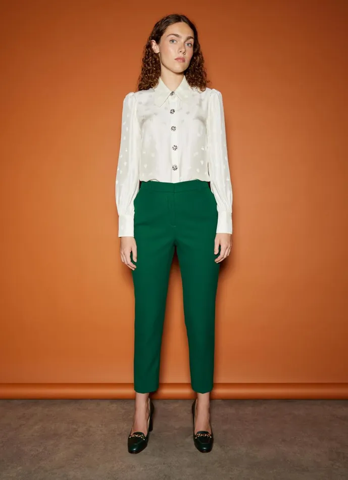 Women Trousers LKBennett Mariner Green Blend Trousers With LENZING ECOVERO Viscose Green