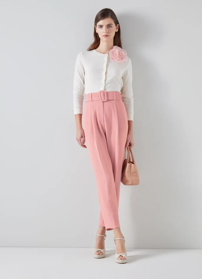 Women Trousers LKBennett Tabitha Pink Crepe Tapered Cropped Trousers Rose Women Trousers LKBennett Tabitha Pink Crepe Tapered Cropped Trousers Rose