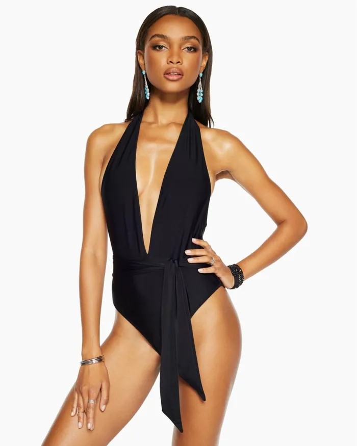 Women Verona Halter One Piece Swimsuit Black Ramy Brook Swimwear