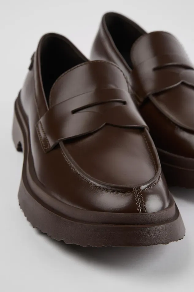 Women Walden Brown Leather Loafers Camper Formal Shoes