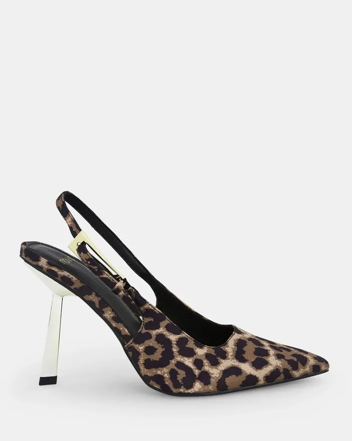 Women ZOOMING Leopard Closed Toe Heels Party NOVO Shoes