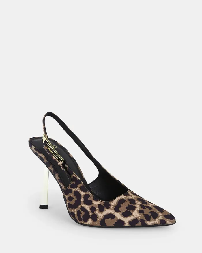 Women ZOOMING Leopard Closed Toe Heels Party NOVO Shoes